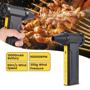 브러시리스 터보 제트 선풍기, 야외 무선 송풍기, 풍속 60 m/s, 다기능 충전식 송풍기, 160000 RPM, 10000mAh