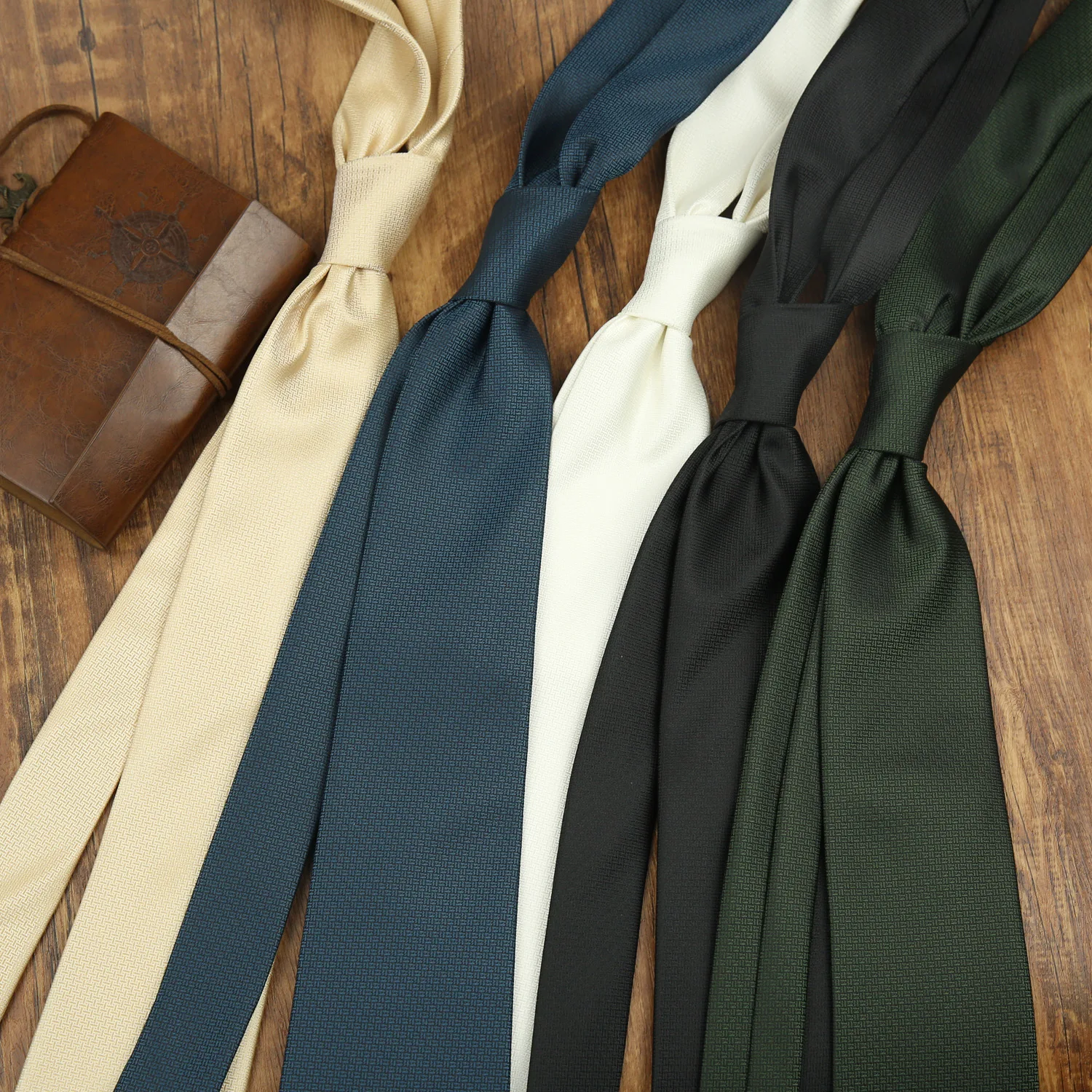 남성용 럭셔리 솔리드 화이트 다크 브라운 넥타이, 폴리에스터 우븐 블랙 넥 넥타이, 비즈니스 웨딩 파티 액세서리, 크래뱃, 8cm 너비