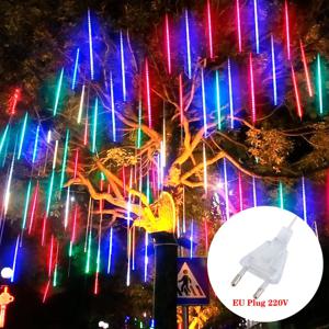 EU 플러그 LED 유성우 빛깔 빗방울 요정 스트링 라이트, 휴일 파티 파티오 크리스마스 장식 Navidad 2025
