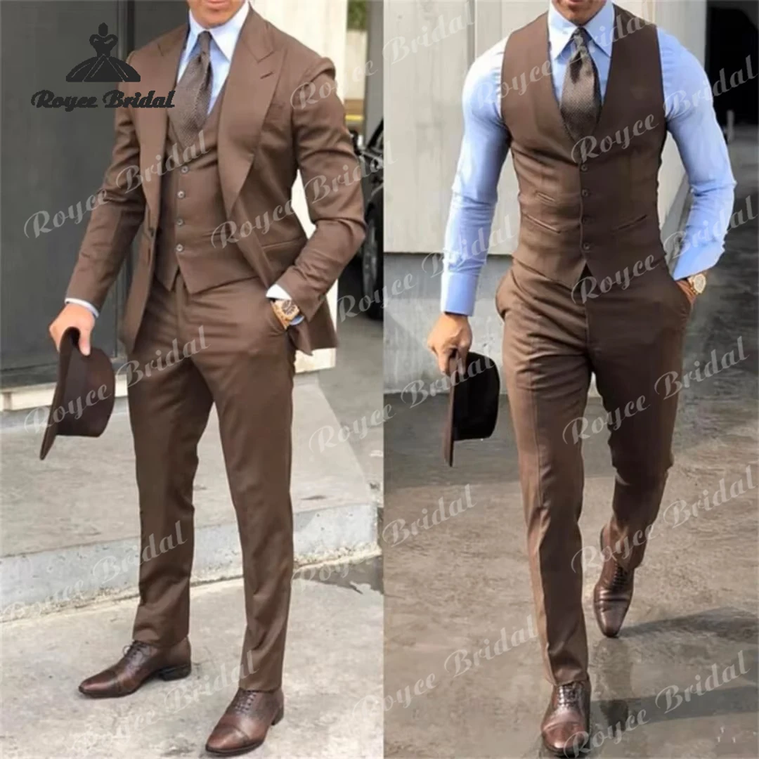 클래식 쓰리피스 싱글 버튼 웨딩 남성 정장 슬림핏 블레이저 재킷 조끼 바지 프롬 파티 정장 코스튬 옴므 마리아쥬