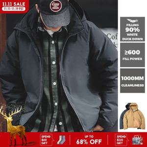 Maden 남성 겨울용 후드 달린 다운재킷 흰 오리털 충전 두꺼운 보온 아우터 웨어 아웃도어 방풍 파카 블랙색 만능 자켓