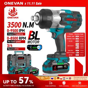ONEVAN 3500N.M 브러시리스 전기 임팩트 렌치 3/4인치 무선 고토크 렌치 파워툴 (마키타 18V 배터리 핀용)