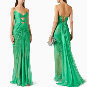 사용자 정의 v-목 컷 아웃 가운 a 라인 이브닝 드레스 민소매 공식 예복 가운 여성을위한 절묘한 고품질 파티 가운