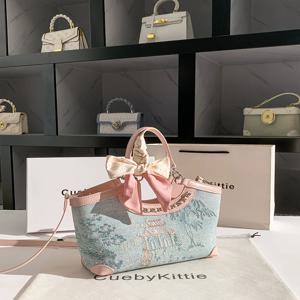 우아한 자수 버킷백 여성 핸드백 다용도 싱글 숄더 크로스바디 바스켓백 부드러운 가죽 캐주얼 토트백