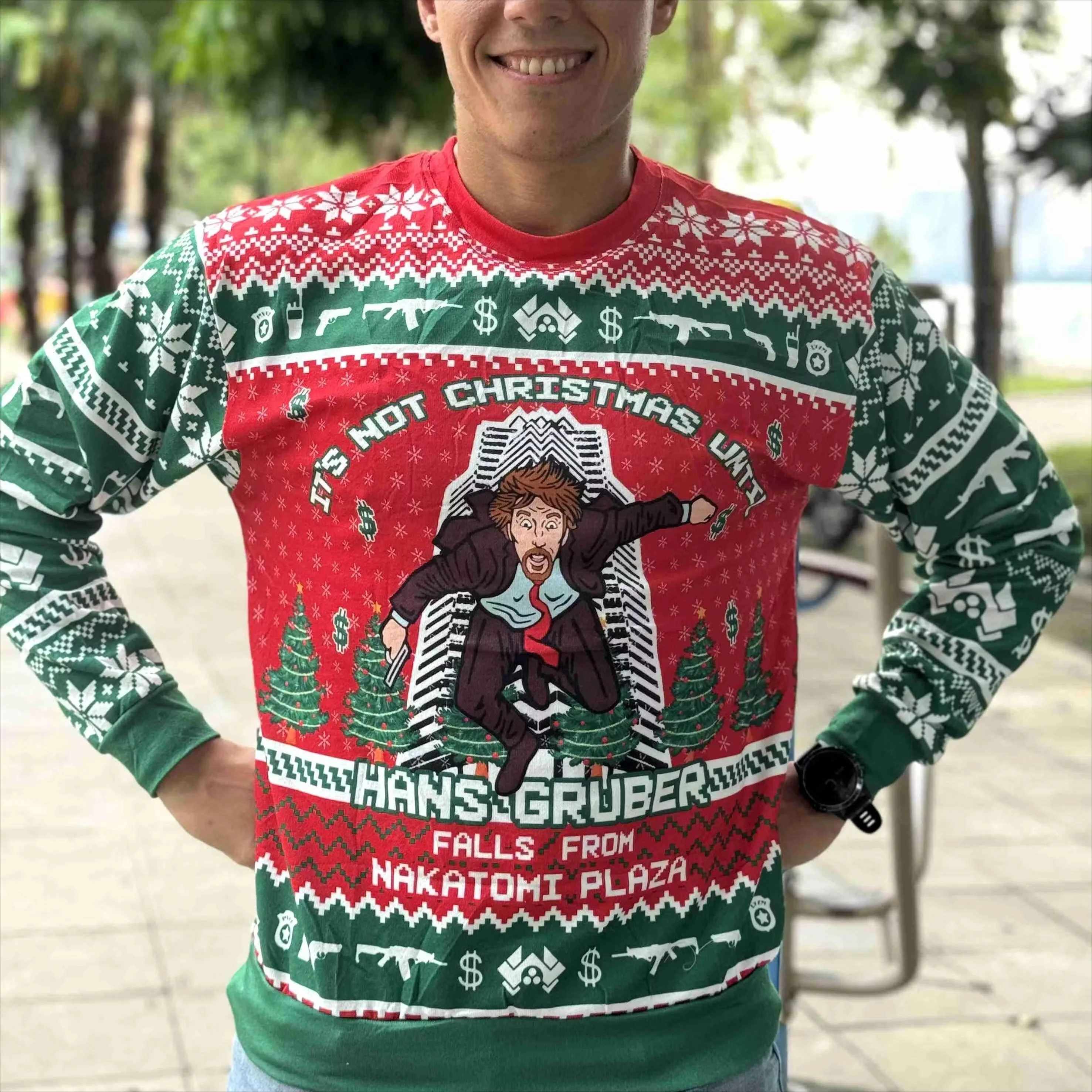 Hans Gruber Fall Nakatomi Plaza 다이 하드 남성용 크루넥 어글리 크리스마스 스웨트셔츠 부드럽고 편안한 스타일리시한 루즈핏 가을 겨울