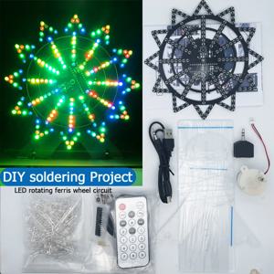 DIY 전자 키트 LED 회전 관람차 회로 학습 납땜 키트 16 종류 깜박임 모드 원격 제어 (조립되지 않음