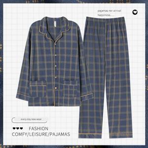 2023 코튼 남성 카디건 잠옷 가을 봄 긴 소매 잠옷 2 조각 잠옷 세트 남성 플러스 사이즈 4XL 5XL Homewear