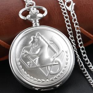서리로 덥은 질감 연금술사 Steampunk 석영 주머니 시계 실버 케이스 목걸이 펜던트 시계 체인 남성과 여성 크리스마스 선물