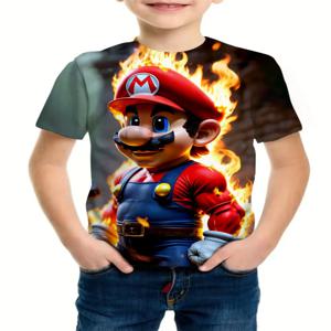 슈퍼 마리오 브라더스 루이지 요시 소년 어린이 어린이 T 셔츠 만화 의류 탑 아동 의류 여름 귀여운 반팔 티