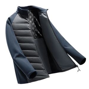 남성용 경량 다운 재킷 긴 소매 나일론 스판덱스 보온 패딩 아웃도어 스포츠 캐주얼 패커블 라이너 겨울 코트