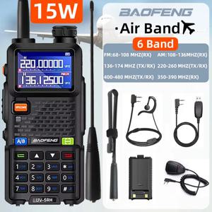 Baofeng 워키 토키 UV5RH 15W, 6 밴드 무선 복제 주파수, 999CH, USB 트랜시버, HAM, 50KM