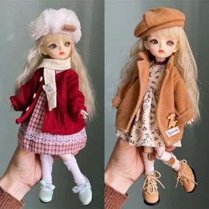 1/6 BJD 인형 패션 복장 세트, 예쁜 원피스 모자, 겨울 코트, 소녀 장난감 선물, 인형 액세서리, 휴일 선물, 30cm
