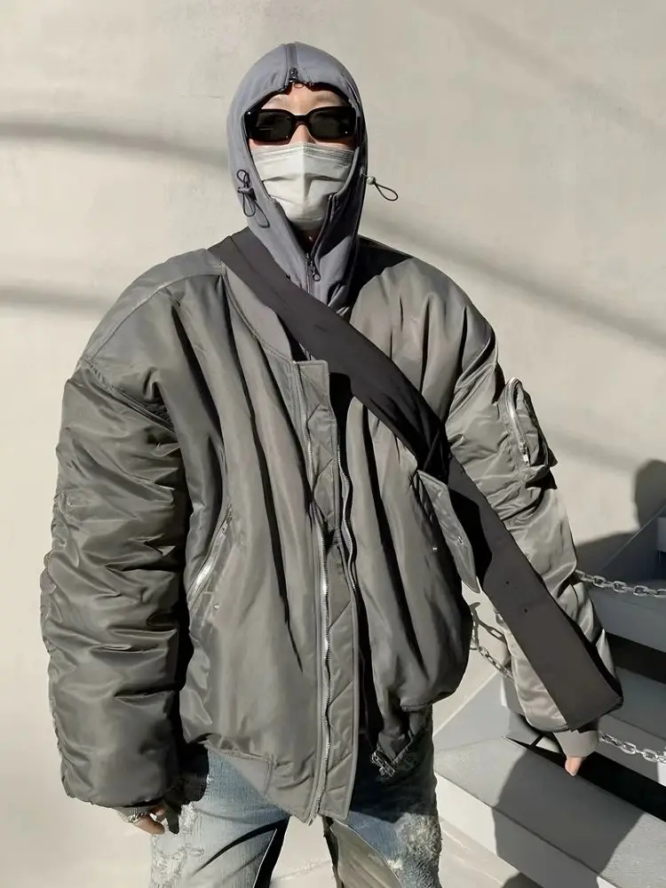 겨울 미국 하이 스트리트 플라이트 재킷 야구 점퍼 코튼 코트 지퍼 디자인 트렌디 두꺼운 코튼 코트 남성 아우터