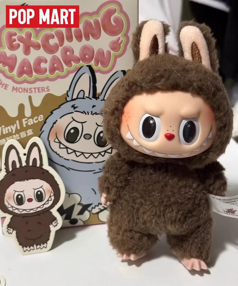 귀여운 라부부 플러시 키체인 블라인드 박스 (팝마트 맥아롱 시리즈) 소프트 봉제 인형 수집가용 랜덤