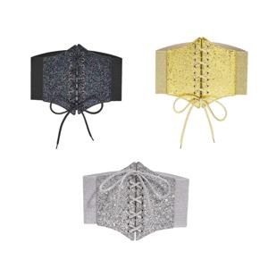 652F 허리 벨트 Underbust 반짝이 코르셋 그런지 체인 의상 벨트 랩 드레스 허리 벨트 정장 스커트 청바지 쥬얼리