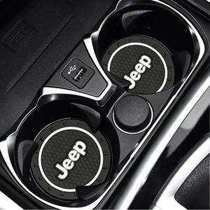 실리콘 자동차 코스터 물컵 병 미끄럼 방지 패드, 지프 JK 패트리어트 리버티 레니게이드 호크 커맨더 JPB용 미끄럼 방지 매트, 1 개, 2 개