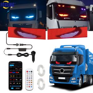 앱 원격 제어 트럭 데빌 아이 LED 픽셀 패널 라이트 12-24V DIY 맞춤 텍스트 조명 스크롤 접이식 보드 윈드실드용