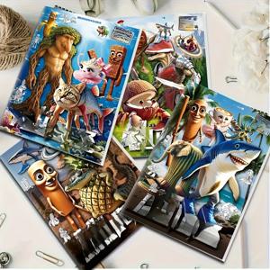 4pcs 드로잉 색칠하기 책 세트 이탈리아 브레인로트 동물 전체 그림 라인 컬렉션-Tung Tung Tung Sahur Tracing Book, Rich