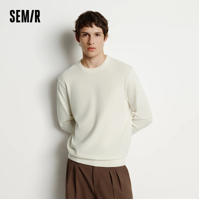 세미르 니트 스웨터 남성용 겨울 캐시미어 혼방 발열 항균 2025 신상 기본 크루넥 블랙 베이스 레이어