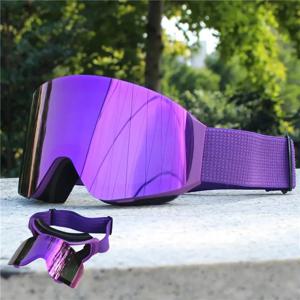 마그네틱 플립 커버 더블 레이어 안개 방지 스키 고글 스노우 보드 안경 스노 모빌 안경 야외 스포츠 광학 보호