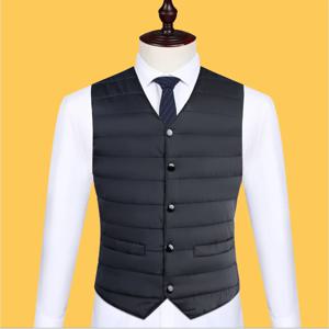 가을 겨울 다운 코튼 남성 코트 조끼 패션 버튼 가디건 두꺼운 따뜻한 솔리드 v 넥 캐주얼 다목적 민소매 자켓