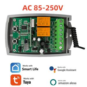 Tuya WIFI 2CHGarage 도어 오프너 게이트 수신기 433mhz 433.92mhz 범용 고정 롤링 코드 멀티 브랜드 컨트롤러 스위치