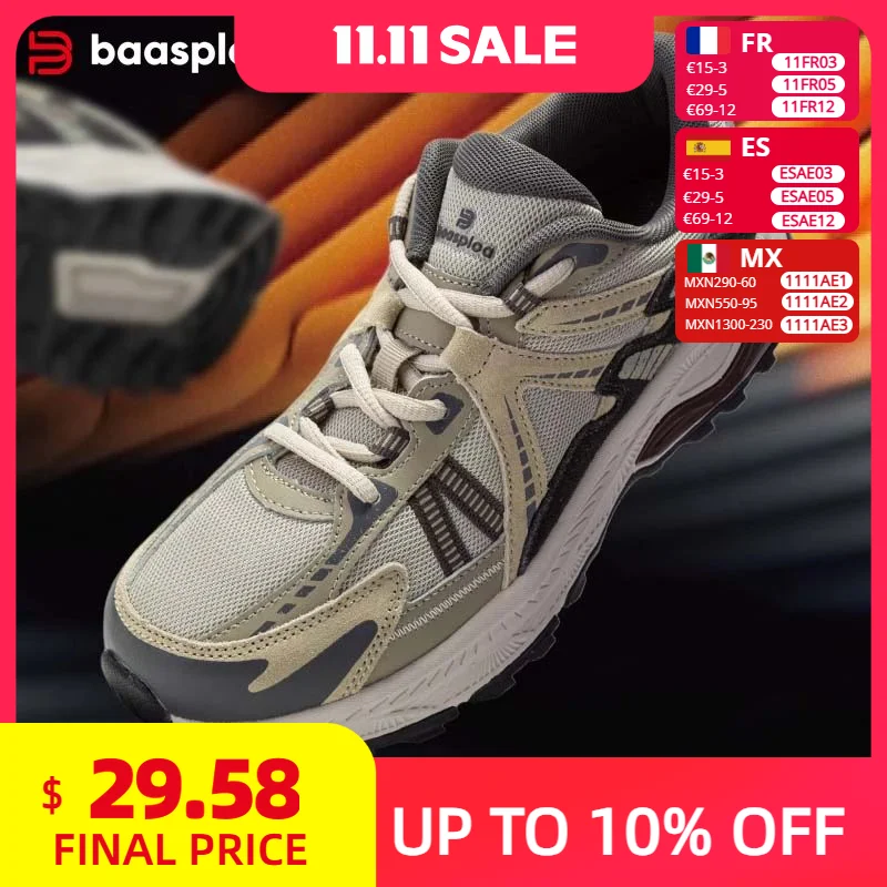 Baasploa 남성용 경량 통기성 운동화, 남성용 쿠셔닝, 미끄럼 방지 빈티지 스포츠 신발, 야외 캐주얼 러닝화, 신상