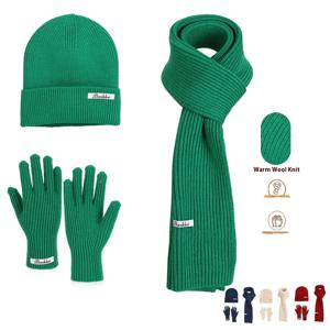 겨울 따뜻한 니트 모자 스카프 장갑 여성용 방풍 성인용 3종 세트 스카프 단색 패션 한국 모자 여성용