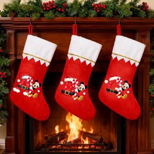 미키 마우스 크리스마스 양말 장식품 어린이 디즈니 귀여운 알파벳 A-Z 선물 가방 새 크리스마스 트리 펜던트 양말 걸이 홈 데코