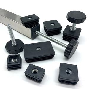 M8 너트 파이프 플러그와 4Pcs 사각형 조정 가능한 발 매트 테이블 의자 다리에 대 한 검은 사각형 튜브 가구 레벨링 피트 레벨러