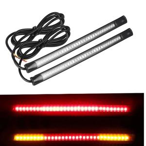 2pcs 유연한 48 LED 오토바이 라이트 바 스트립 테일 턴 신호 테일 후면 브레이크 중지 전구 램프 브레이크 라이트 12V