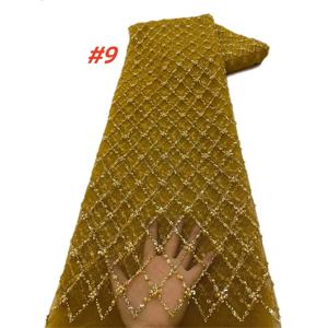 금 아프리카 스팽글 레이스 원단, 프랑스 나이지리아 신랑 레이스 메쉬 패브릭 비즈, 바느질 원피스 웨딩 파티, 2025 하이 퀄리티