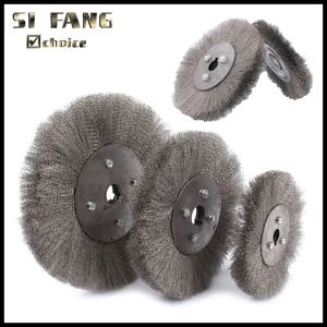 75/100/125/150mm 스틸 와이어 브러시 0.15mm 와이어 휠 브러시 라운드 벤치 그라인더 디버링 도구 청소 녹 연마 어댑터