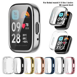 Redmi Watch 3 용 TPU 소프트 실리콘 케이스 유리 Xiaomi Redmi Watch 3 용 Active 3 Lite 스마트 시계 밴드 화면 보호기 커버