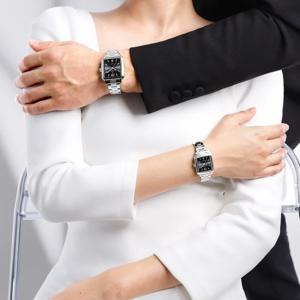 NAVIFORCE 스퀘어 디자인 연인의 시계 오리지널 캐주얼 방수 달력 럭셔리 스포츠 쿼츠 시계 여성용 남성용 날짜 선물