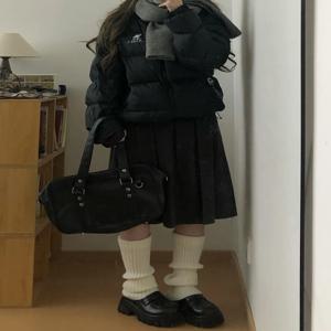 멋진 가을 겨울 플러스 사이즈 A라인 스커트 여성 무릎 길이 울 혼방 플리츠 슬림 미디 스커트 패셔너블 출퇴근용