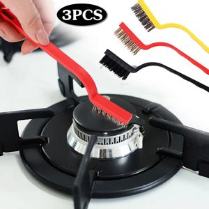 3Pcs 가스 스토브 청소 브러쉬 주방 범위 후드 브러시 구리 와이어 스테인레스 스틸 나일론 와이어 브러시 주방 청소 도구