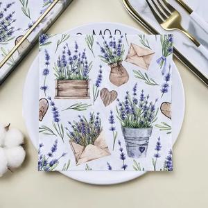 인쇄 된 냅킨 스퀘어 페이셜 티슈 호텔 레스토랑 드로잉 종이 라벤더 다채로운 티슈 냅킨 플레이스 매트 Mouthcloths 20pcs