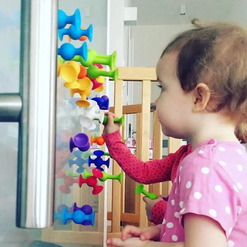 19 Pcs 빨판 조립 장난감 재미 있은 실리콘 블록 모델 건설 장난감 빨판 흡입 컵 교육 빌딩 블록 장난감