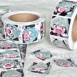 500PCS 일본 고전 애니메이션 하츠네 미쿠 롤 스티커 전단지 소재 귀여운 높은 외관 수준 봉투 씰링 스티커