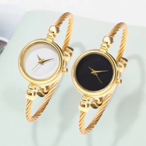 2PCS 여성 시계 패션 골드 파인 스트랩 숙녀 팔찌 시계 여성 손목 시계 여성 시계 Relojes
