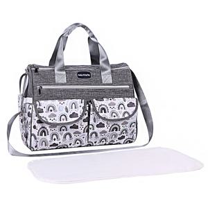새로운 패셔너블 클라우드 프린트 숄더 엄마 가방; 전면 더블 플랩 포켓 바지 다기능 대용량 크로스 바디 엄마 및 아기 가방; 여행 및 출산을 위한 가방 기저귀 가방