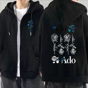 2025 아도 그래픽 프린트 지퍼 후드티 가을 겨울 남녀 캐주얼 패션 하라주쿠 Y2K 플리스 긴팔 집업 후드티