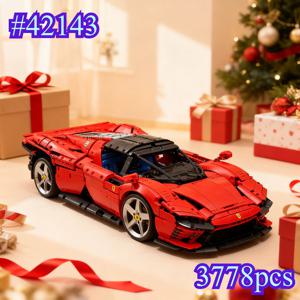 레드 슈퍼카 모델 42143 빌딩 블록 세트 레고 호환 입자 크리스마스 선물용 3778개