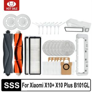Xiaomi 로봇 진공 X10 + X10 Plus B101GL 예비 부품 액세서리 메인 사이드 브러시 Hepa 필터 먼지 봉투 걸레 걸레 스탠드 먼지 상자