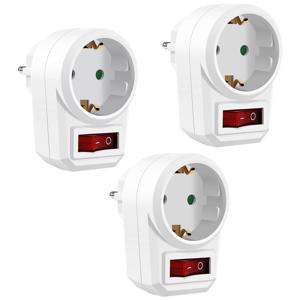 3 팩 EU 소켓 전원 어댑터 스위치 유럽 표준 전원 독일어 어댑터 플러그 250V 16A 전기 소켓 확장 플러그