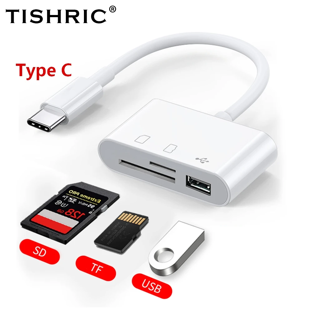 TISHRIC 유형 C 마이크로 USB 어댑터 USB TF SD 카드 리더기 Macbook 용 USB-C 메모리 카드 어댑터 Samsung Huawei XiaoMi 노트북 전화