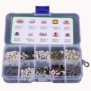 100/200/250pcs 10 가지 유형 내구성 자동차 원격 제어 태블릿 Actile 푸시 버튼 스위치 자동차 키 버튼 터치 마이크로 스위치 상자