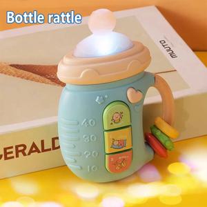 아기 젖꼭지 딸랑이 장난감 아기 감정을 진정시키는 조명과 음악을 갖춘 교육 조기 교육 장난감 신생아 딸랑이 셰이커 t