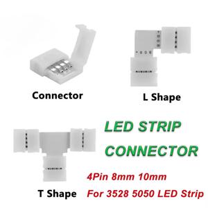5PCS 4 핀 8MM 10MM LED 스트립 커넥터 T/L 모양 무료 용접 RGB SMD 5050 2835 LED 스트립 라이트 커넥터